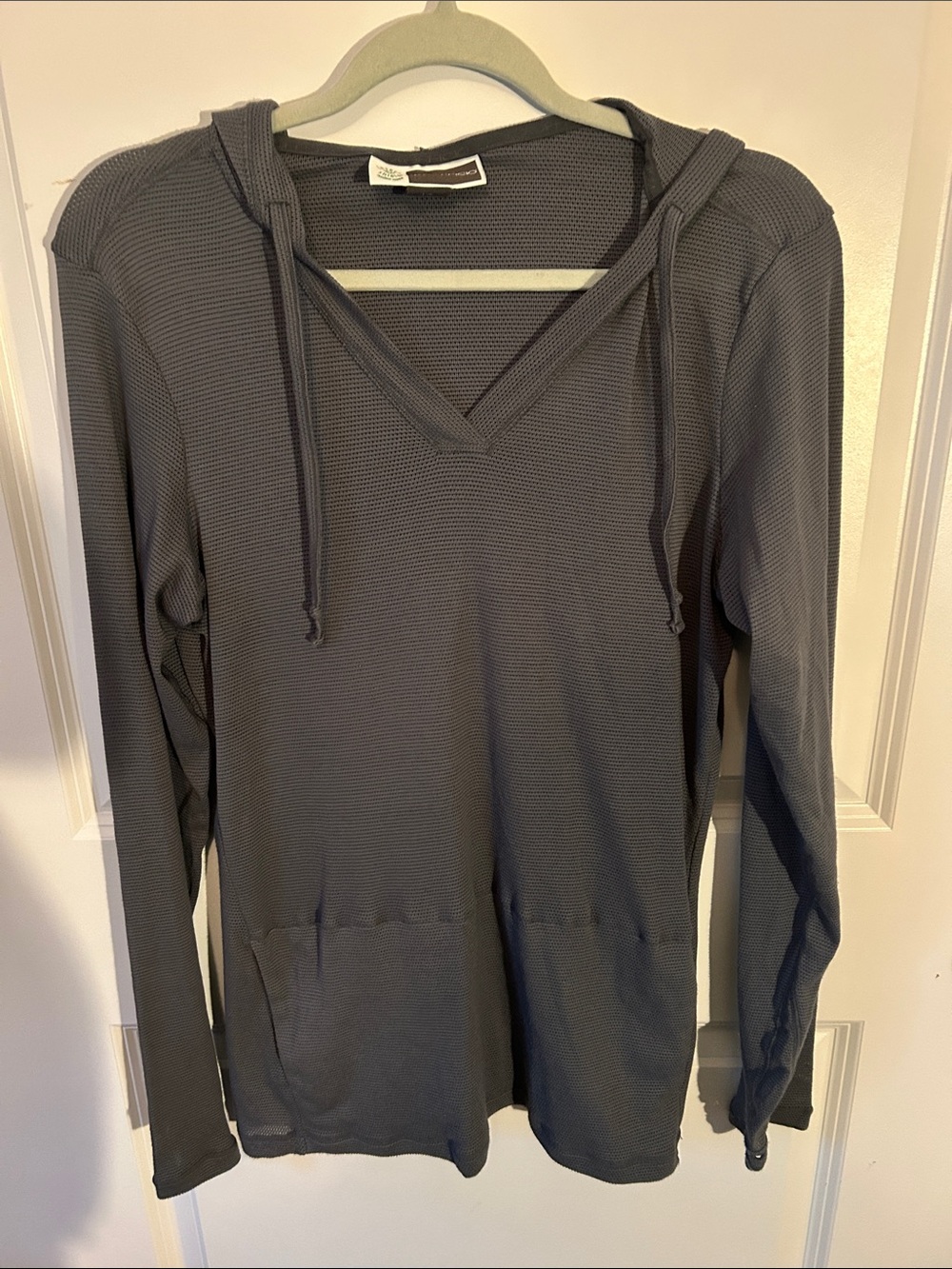 ExOfficio Men's Gray Waffle-Knit Insect Shield V-Neck Hoodie